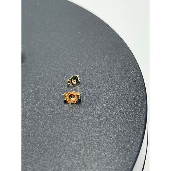 Designer Yellow Gold 6 Prong Oval Opal Solitaire Cabochon Radiant Stud Earrings - Picture 7 of 11